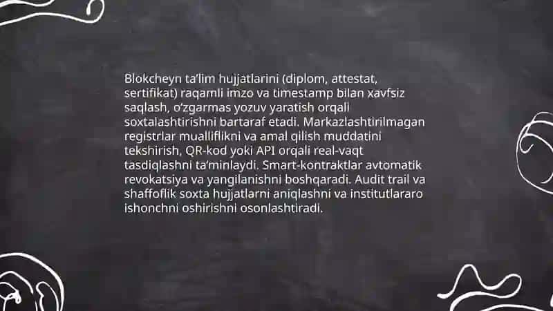 Ta'lim sohasida blockchain texnologiyalaridan foydalanish 3