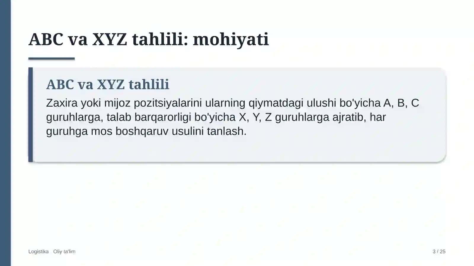 shaharlararo yo'lovchi tashishda abc va xyz tahlilini qo'llash 4367 3