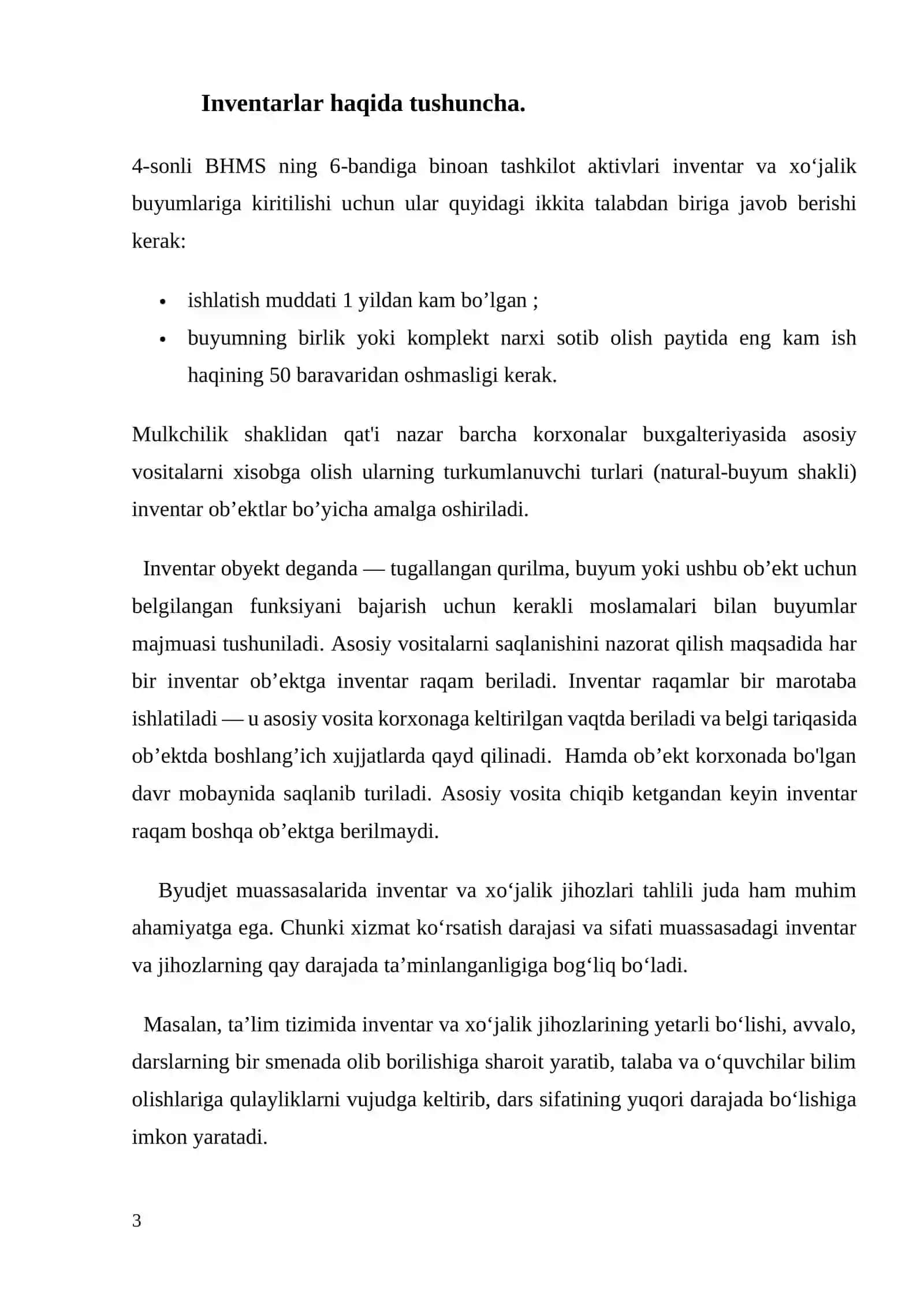MA’SULYATI CHEKLANGAN JAMIYATLARDA  INVENTAR VA XO’JALIK JIHOZLARI HISOBI 3
