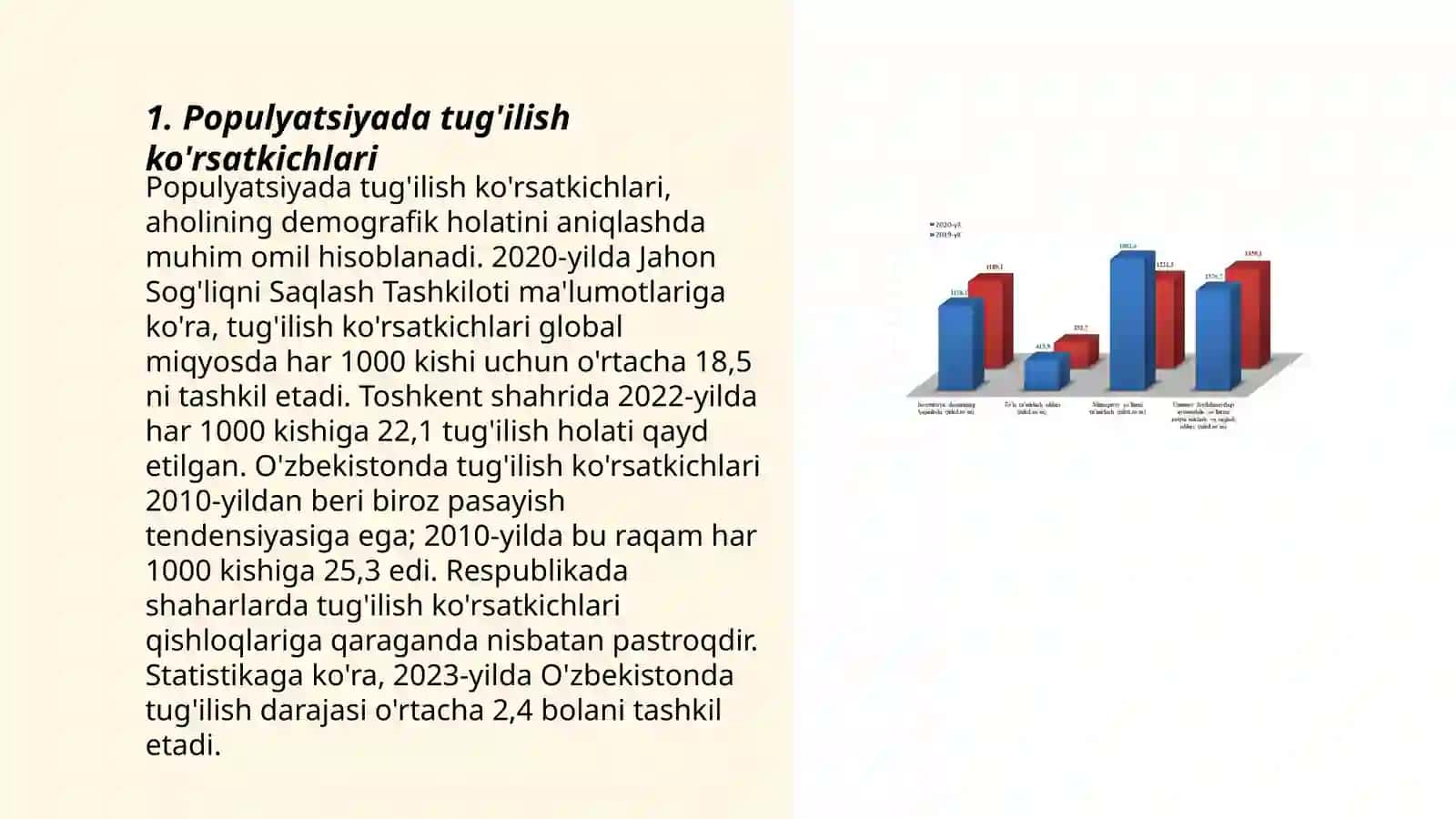 Populyatsiyaning asosiy belgilari va xususyatlari populyatsiyaning dinamik ko'rsatkichini baholash 3