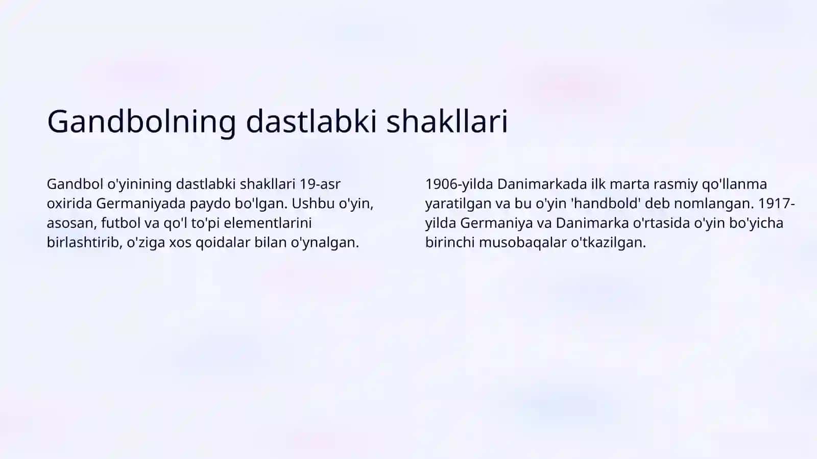 Gandbol o'yinining kelib chiqishi va rivojlanish tarixi 3