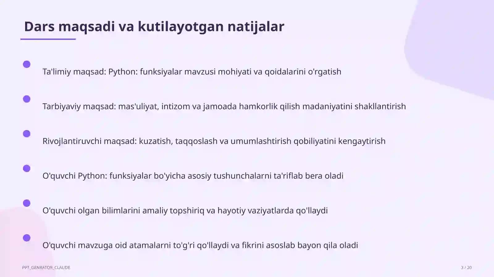 Python: funksiyalar (9-sinf) 3