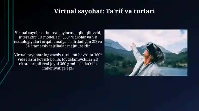 Virtual sayohatlar va ulardan turizmda foydalanish 3
