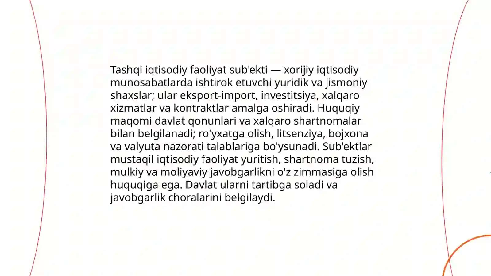 Tashqi iqtisodiy faoliyat sub'ektlari va ularning turlari 3