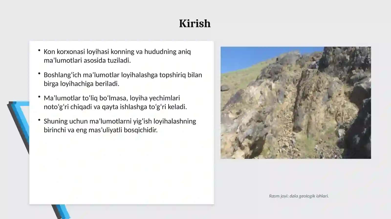 Loyiha tuzish uchun boshlang‘ich ma’lumotlarni yig‘ish 3
