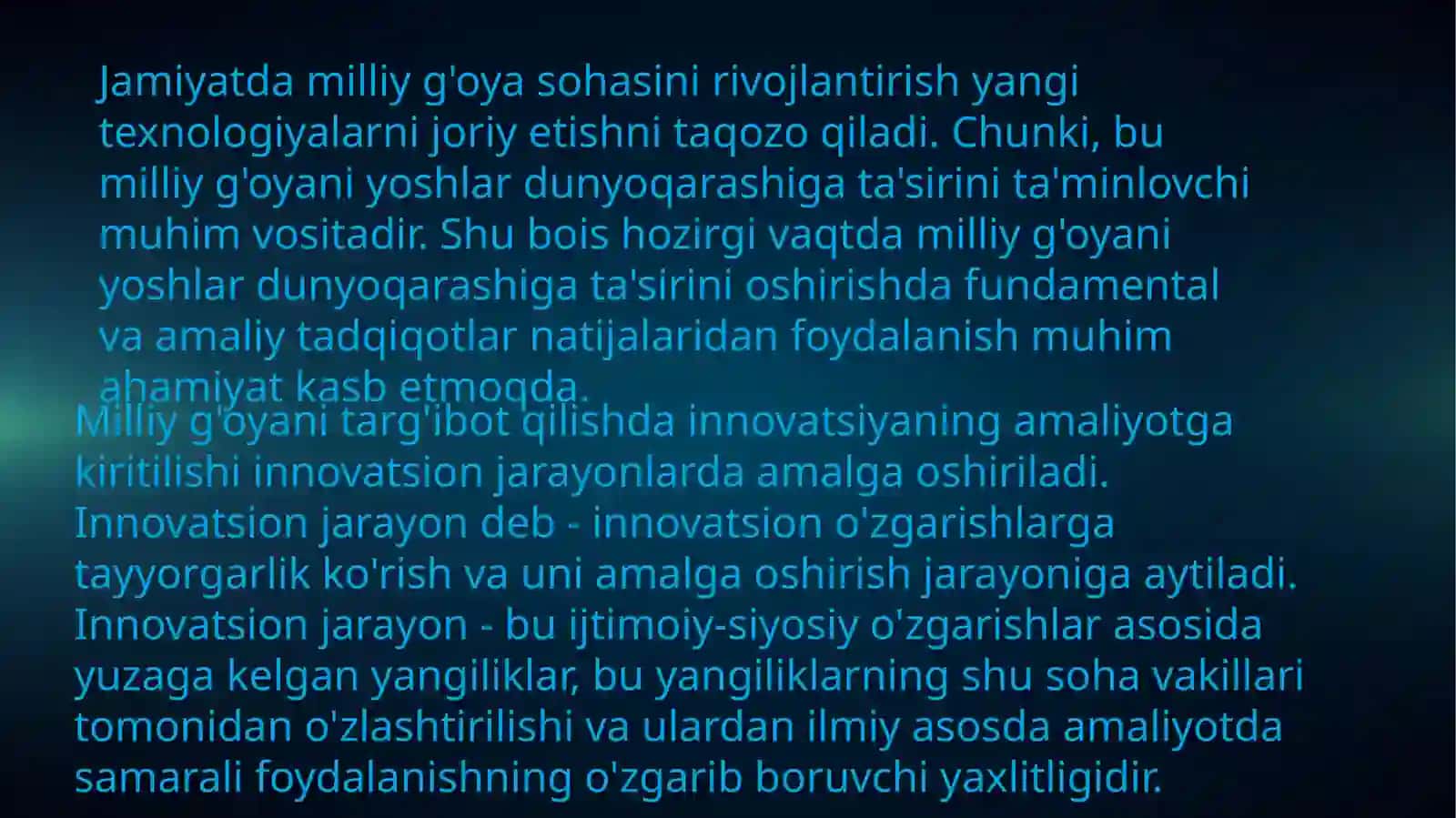 MILLIY GʻOYANING ASOSIY  TASHUVCHISI - YOSHLAR EKANLIGI 3