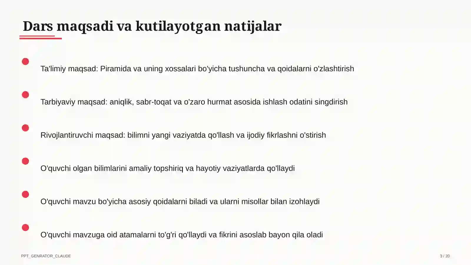 Piramida va uning xossalari (10-sinf) 3