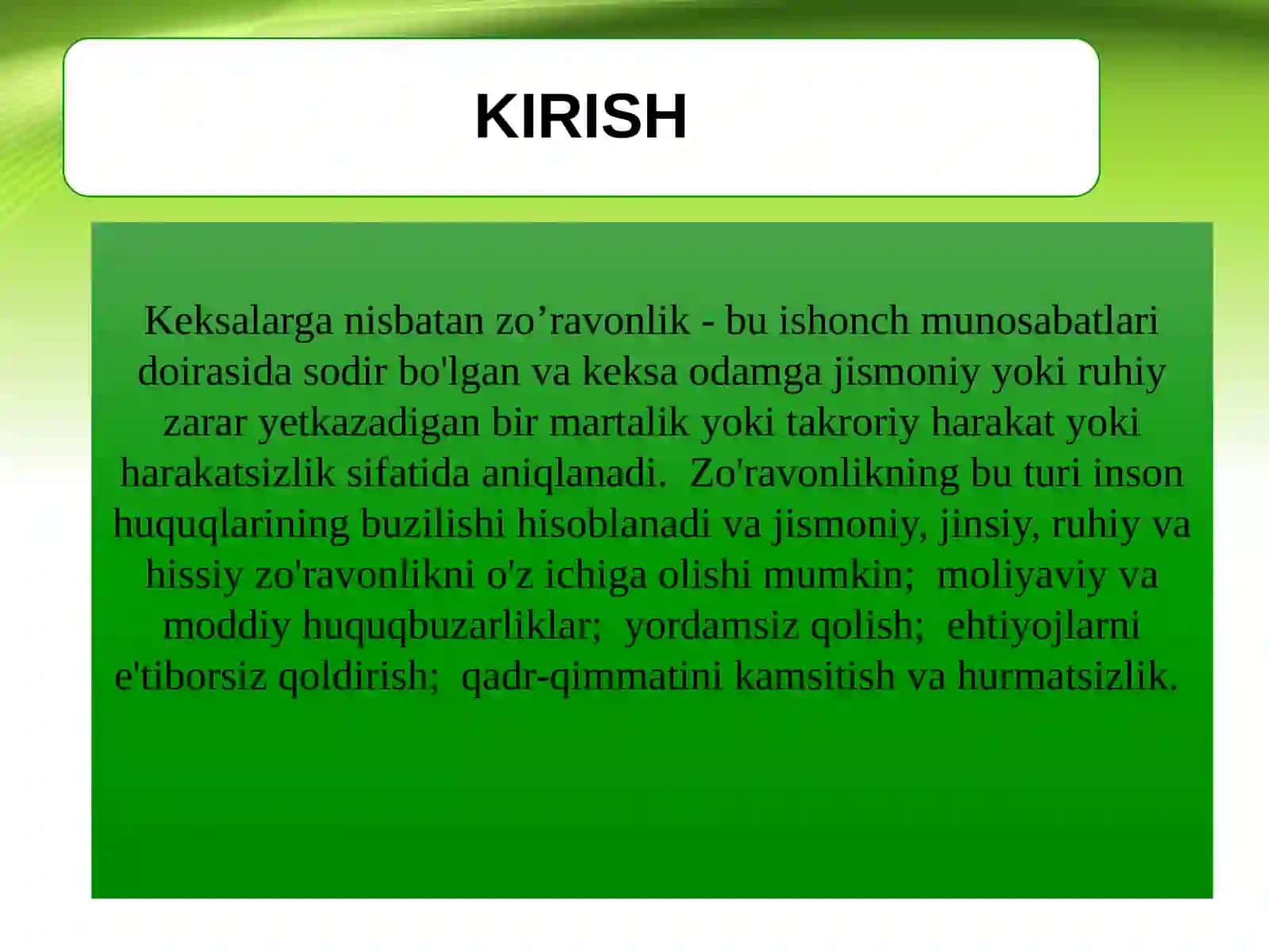KEKSALARGA NISBATAN ZO’RAVONLIK 3