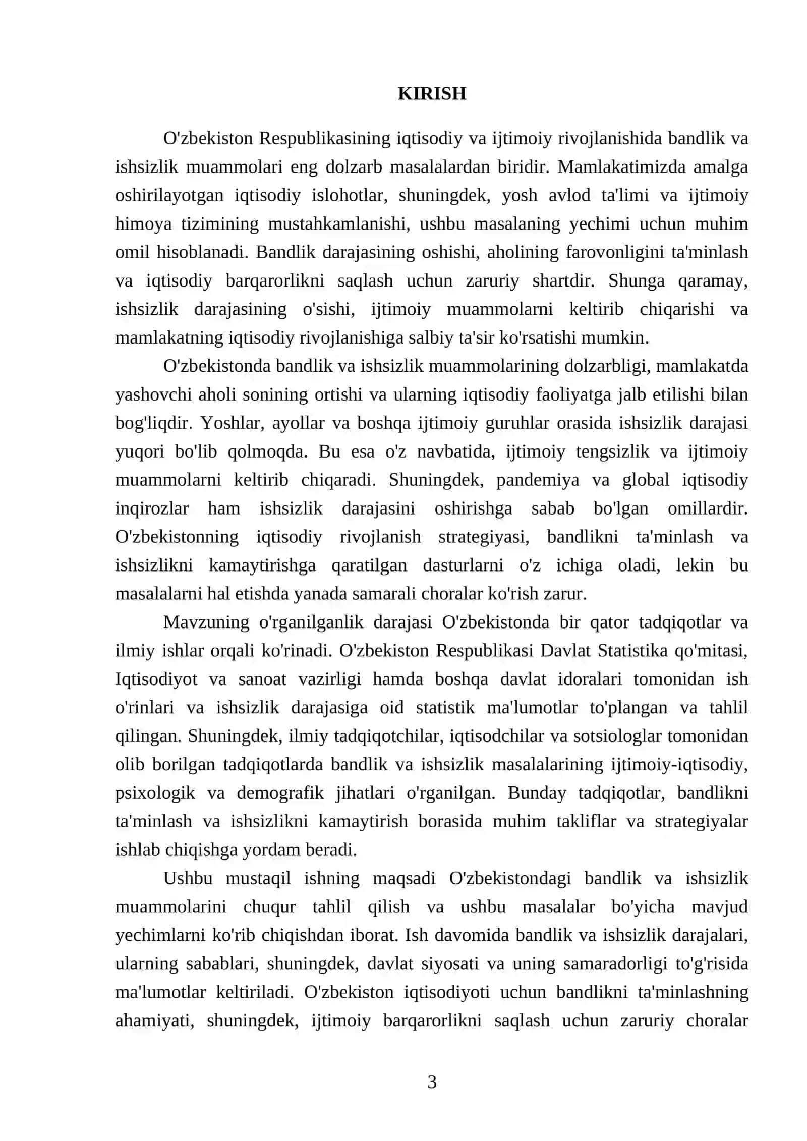 Òzbekistonda bandlik va ishsizlik muammolarining xususiyatlari 3