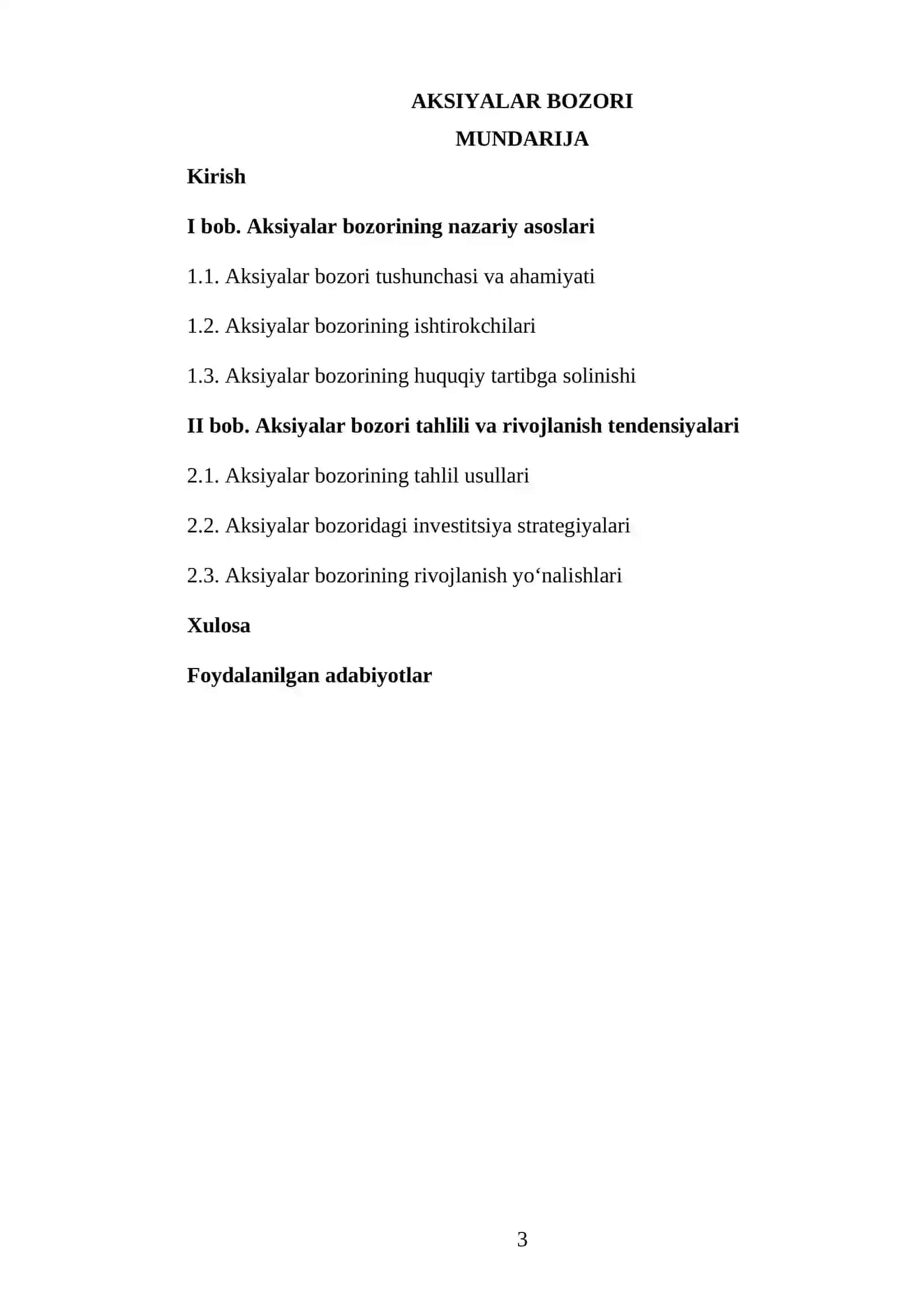 Moliya bozorlari va moliyaviy texnologiyalari fani 3