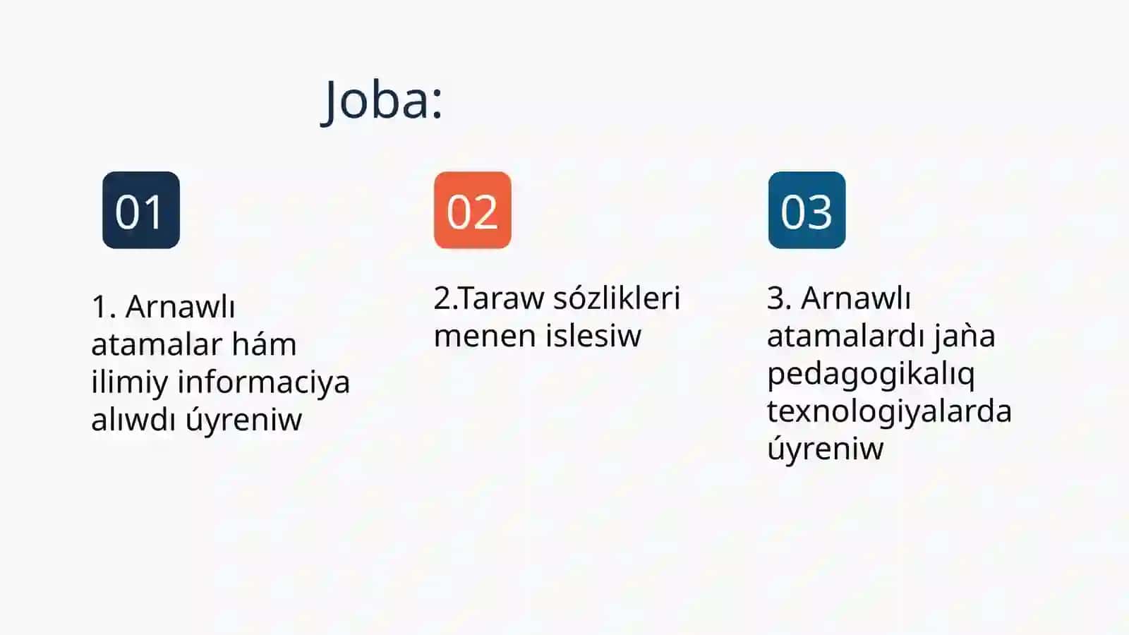 Arnawlı atamalar hám ilimiy informaciya alıwdı úyreniw 3