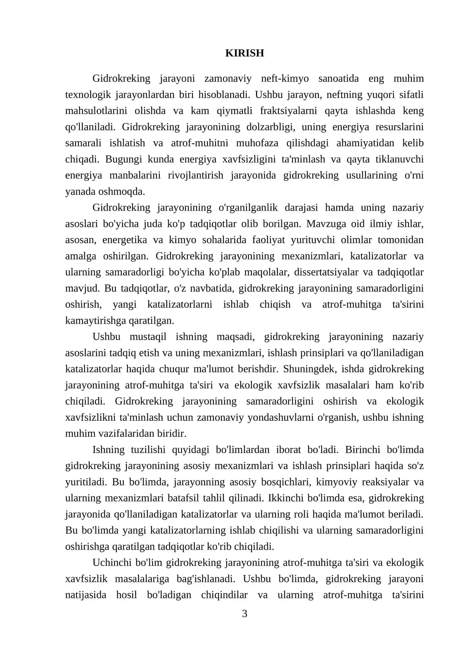 Gidrokreking jarayonini nazariy asoslari 3