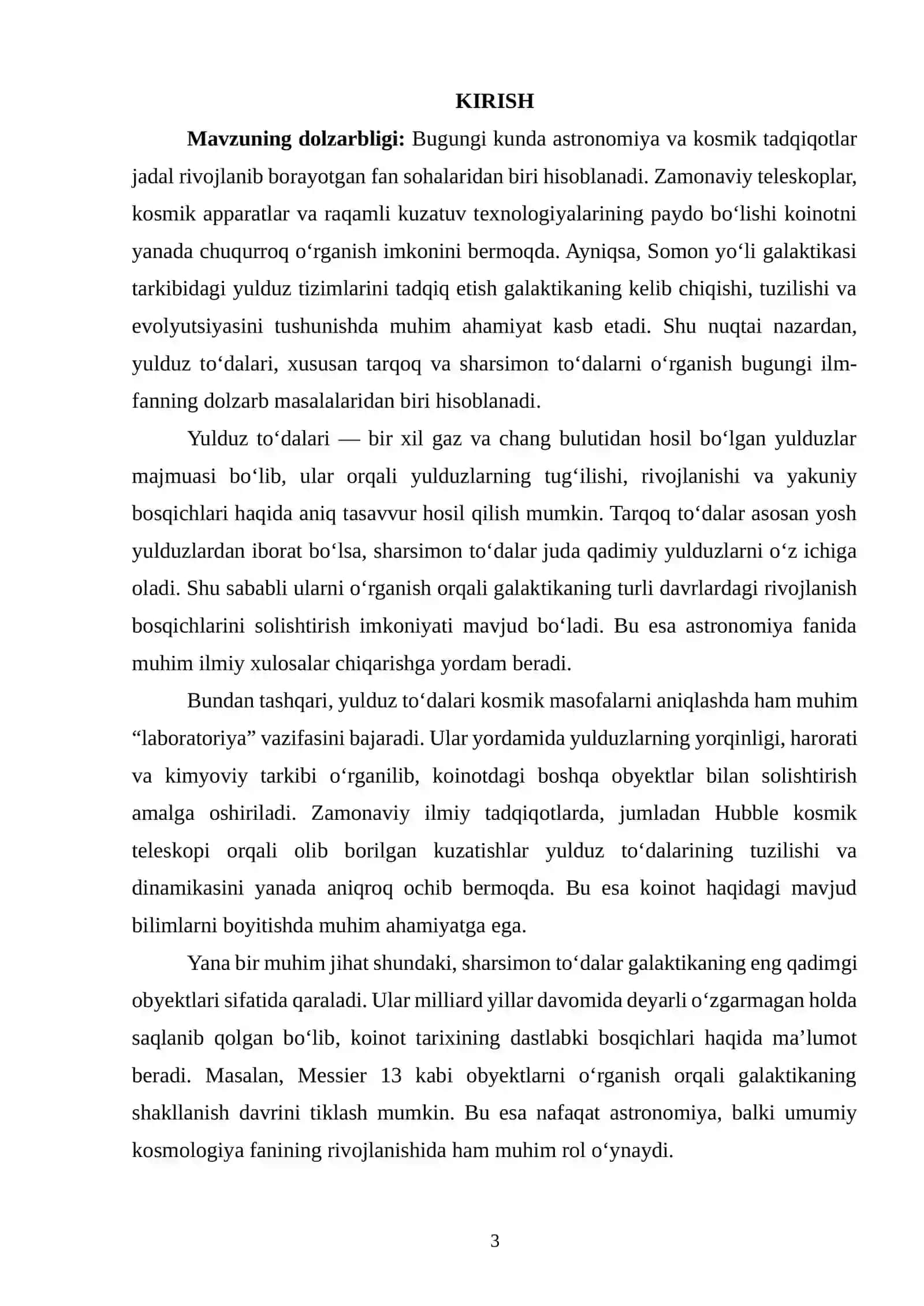 Galaktikamizdagi tarqoq va sharsimon to'dalar 3