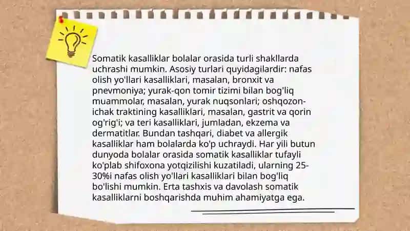 Somatik kasalliklari boʻlgan bolalar bilan ishlash xususiyatlari 3