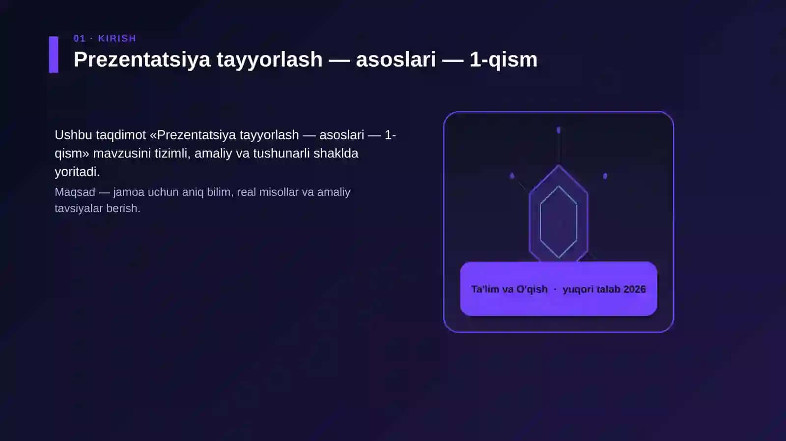 Prezentatsiya tayyorlash — asoslari — 1-qism 3