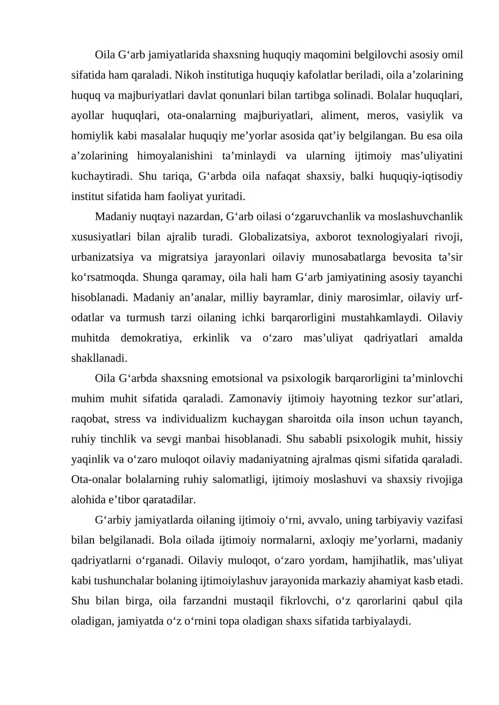 G'ARBIY MAMLAKATLARDA OILA VA OILADA BOLA TARBIYASIGA MUNOSABAT 3