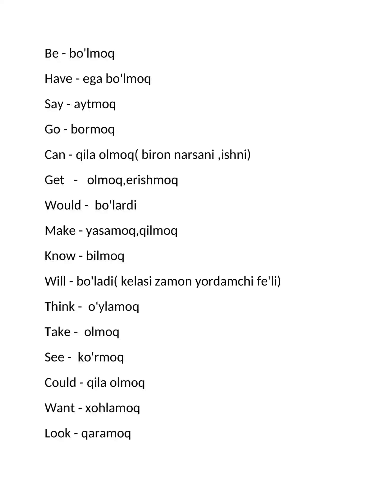 Ingliz tilida eng koʻp qoʻllaniladigan soʻzlar tarjimasi bilan ingliz tili 3