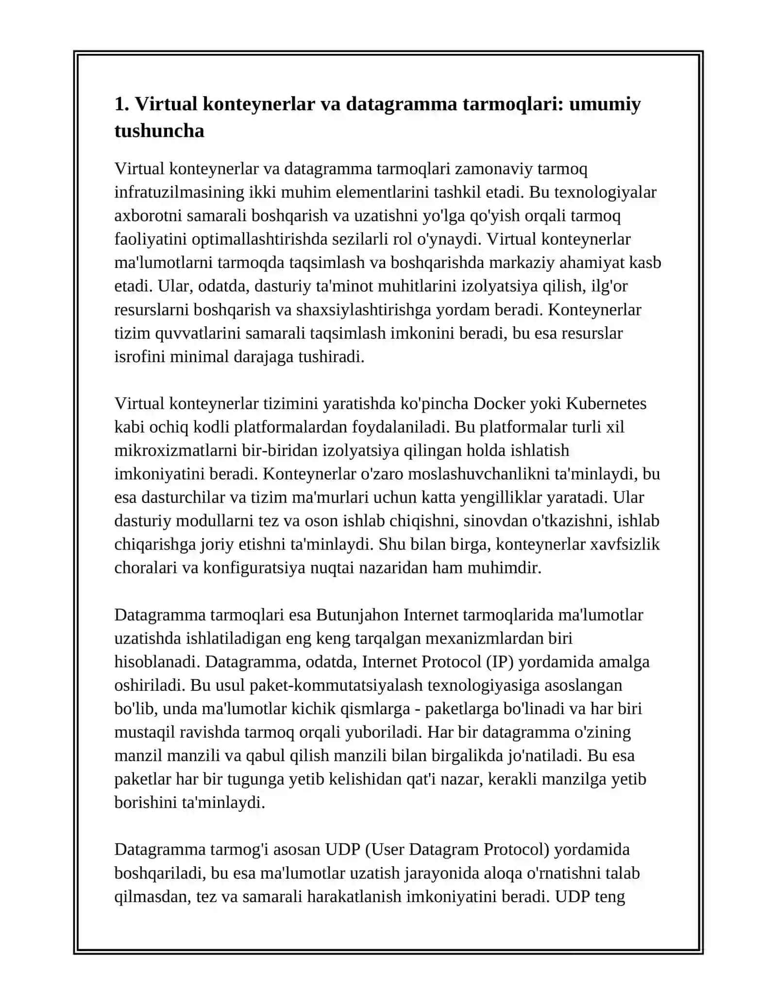 VIRTUAL KONTEYNERLAR VA DATAGRAMMA TARMOQLARI 3