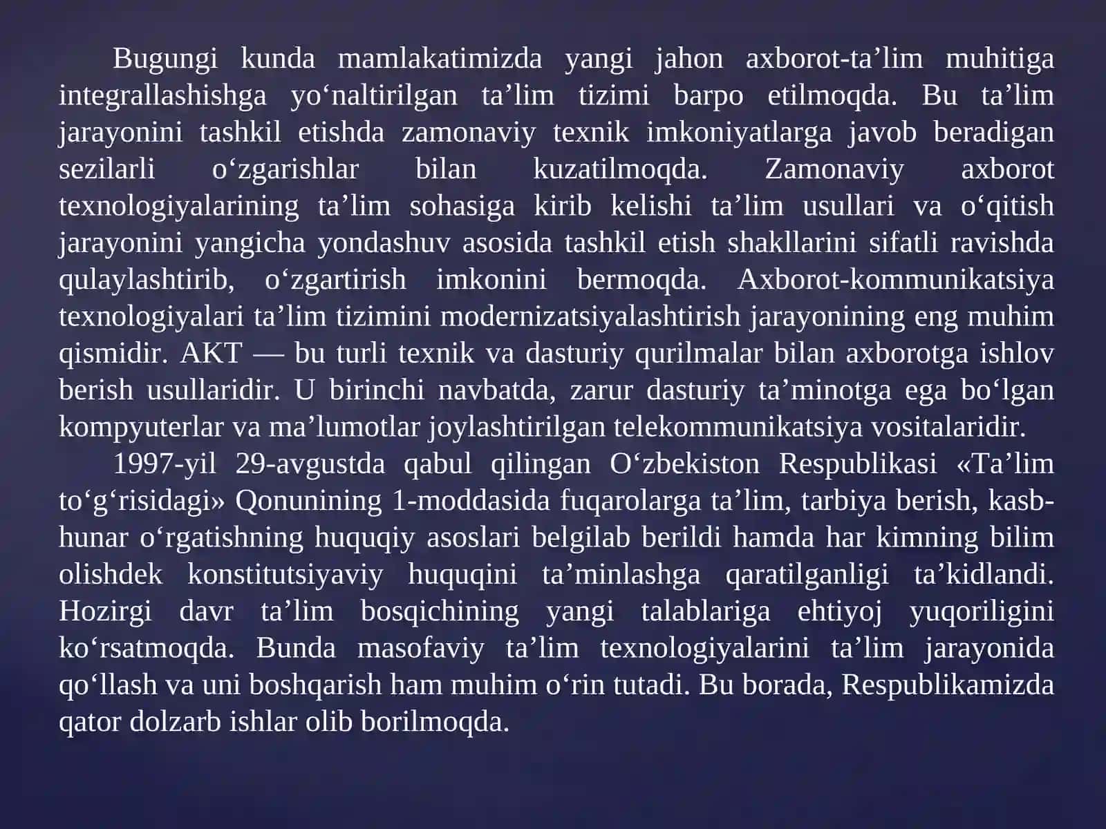 Та’limda zamonaviy axborot texnologiyalari yangi imkoniyatlar 3