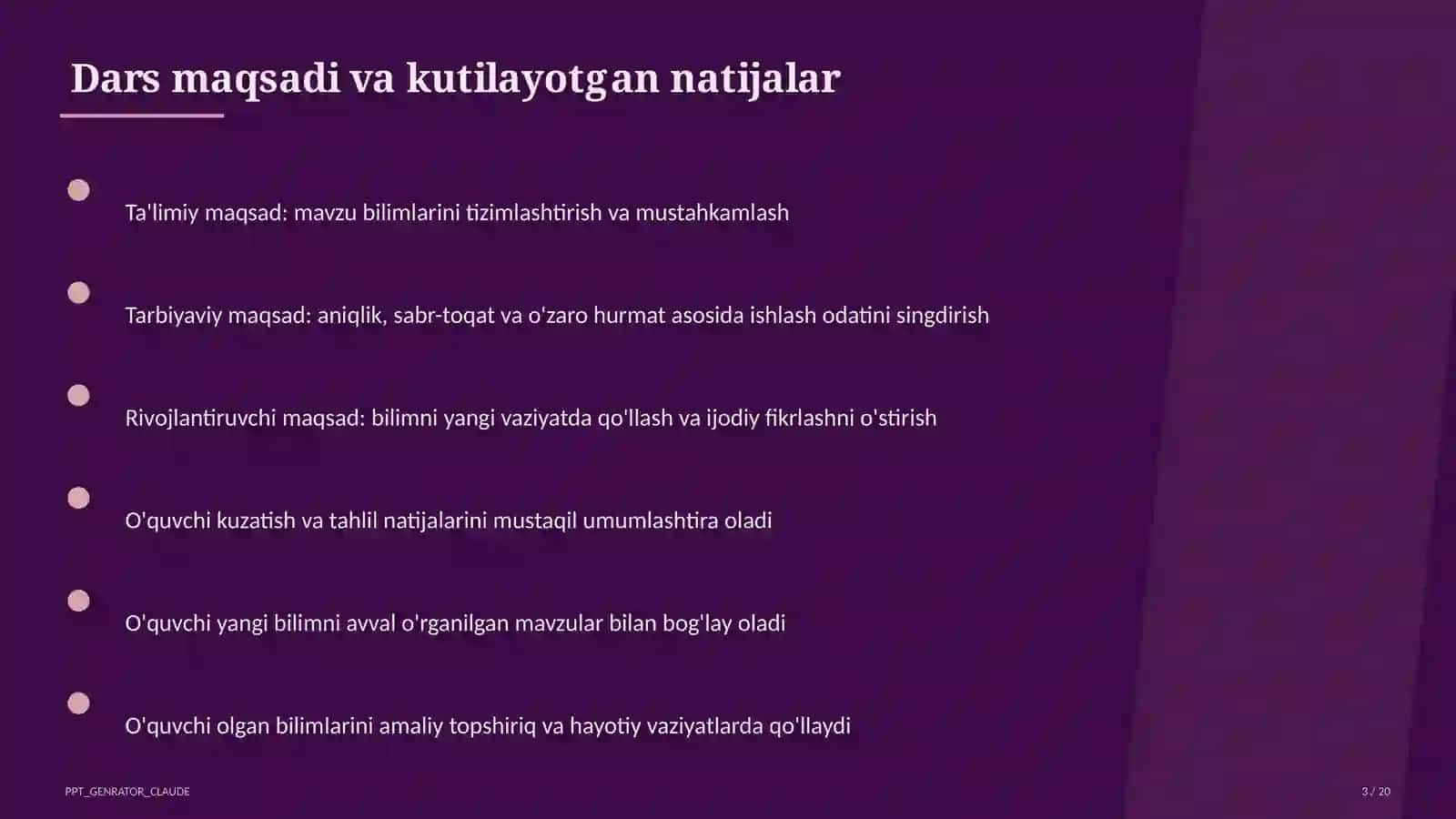Dars rejasi 3