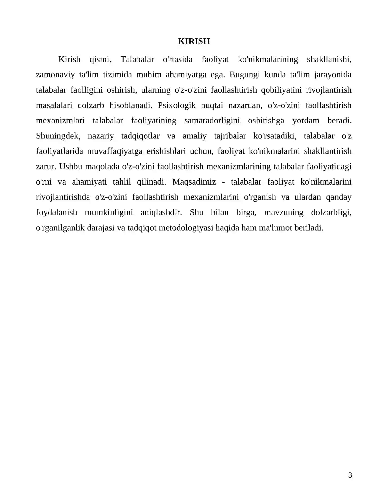 Talabalarda faoliyat ko'nikmalarining shakllanishi va o'z-o'zini faollashtirish mexanizmlari 3