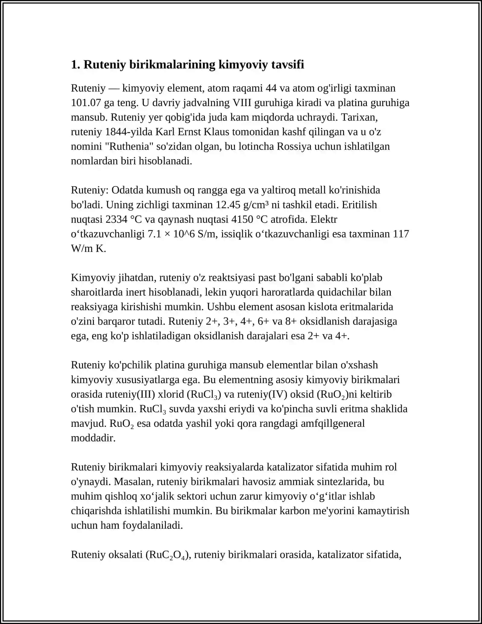 RUTENIY BIRIKMALARI OLINISHI VA ULARNING XOSSALARI 3