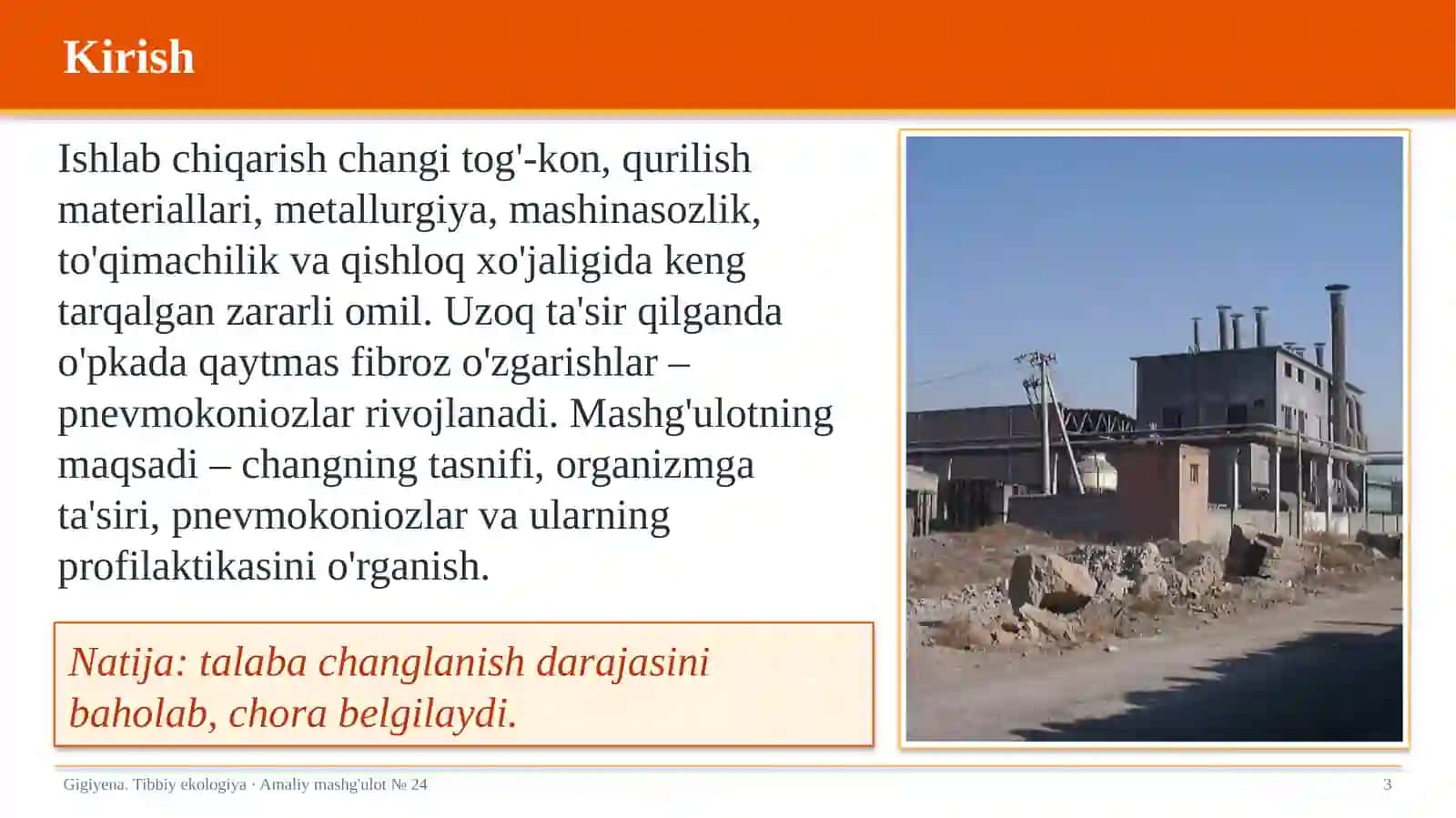 Chang patologiyasi. Pnevmokoniozlar va ularning profilaktikasi 3