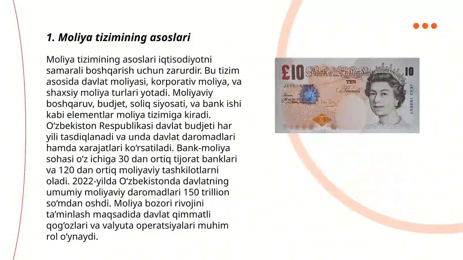 Moliya tizimi va pul kredit siyosati pul muomalasi kredit tizimi va banklar iqtisodiyotni tartibga solishda davlatning roli 3