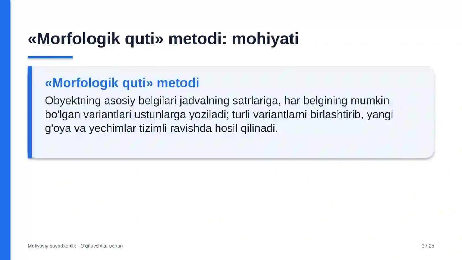 moliyaviy savodxonlik darslarida morfologik quti metodidan foydalanish 9304 3