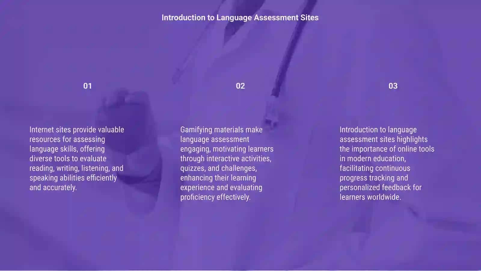 Internet sites and Gamifying materials for Language Assessment 3