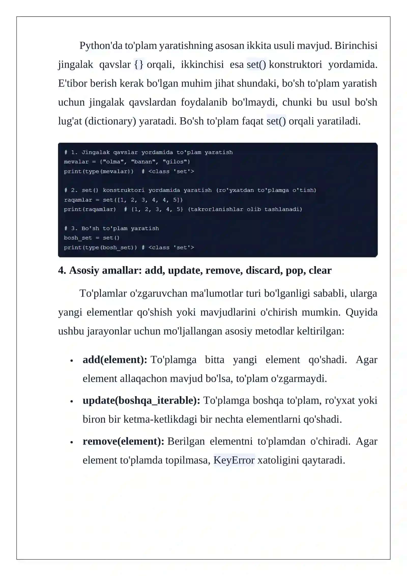 Python dasturlash tilida to‘plamlar bilan ishlash 3