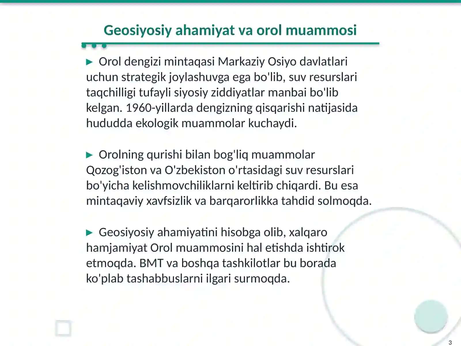 Orol muammosini oldini olish masalalaridagi hamkorliklar 3