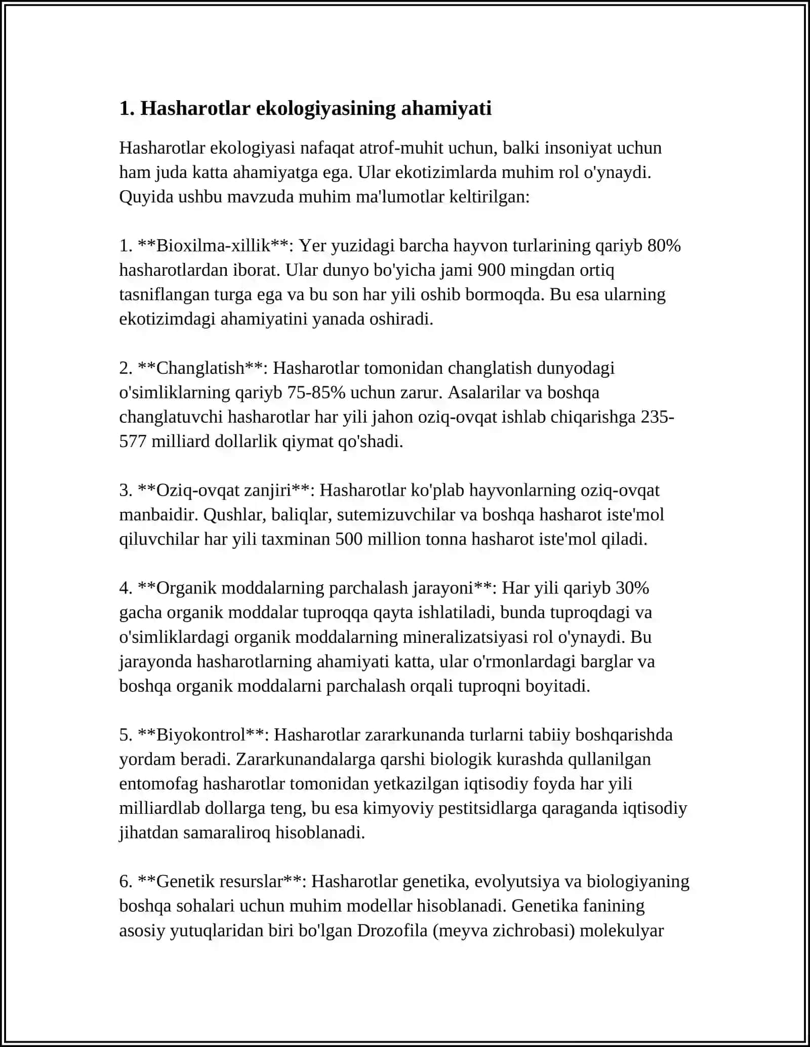 HASHAROTLAR EKOLOGIYASINI JADVAL VA DIAGRAMMALARDA TAHLILI 3