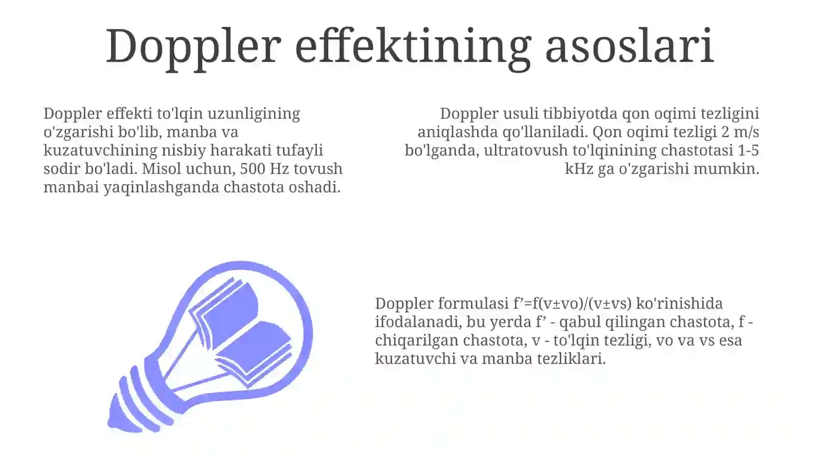 Doppler effekti.Qon oqimi tezligini aniqlash. Yurak qon tomirida bosimning taqsimlanishi 3