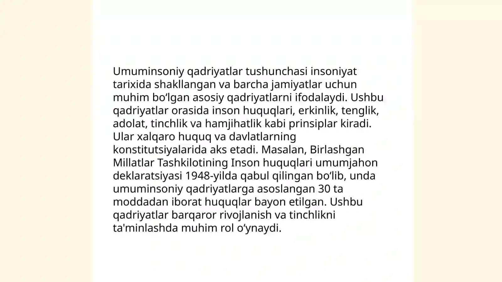 Umuminsoniy qadriyatlar tushunchasi 3