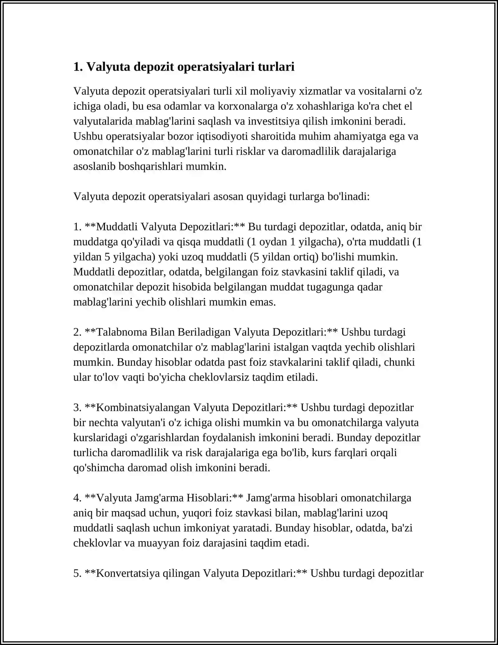 CHET EL VALYUTASI BILAN O'TKAZILADIGAN DEPOZIT OPERATSIYALAR HISOBI 3