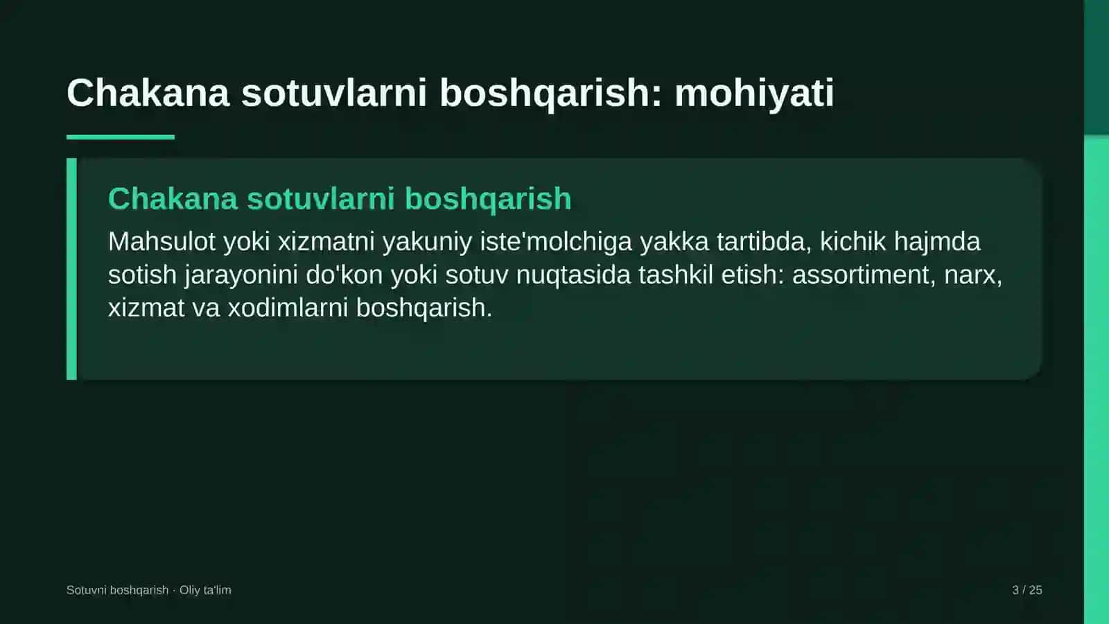 neft gaz sanoatida chakana sotuvlarni boshqarish 6612 3