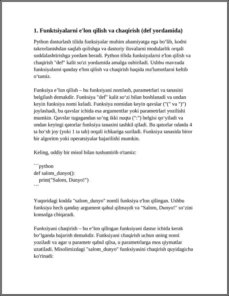 PYTHON DASTURLASH TILIDA FUNKSIYALAR. MATEMATIK FUNKSIYALAR 3