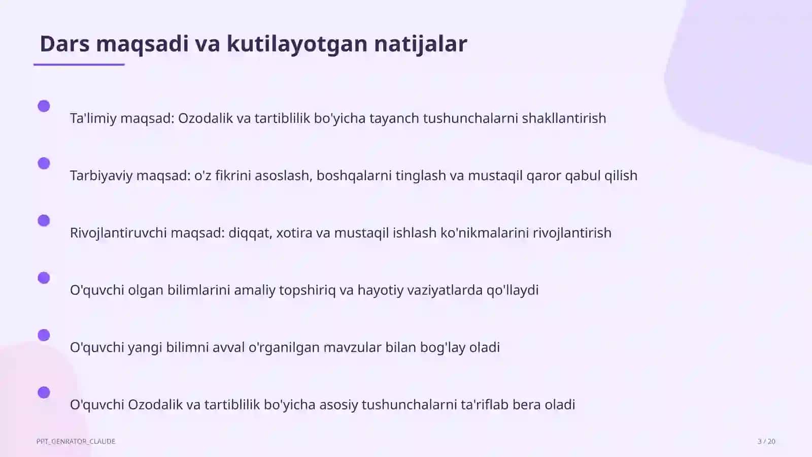 Ozodalik va tartiblilik (1-sinf) 3