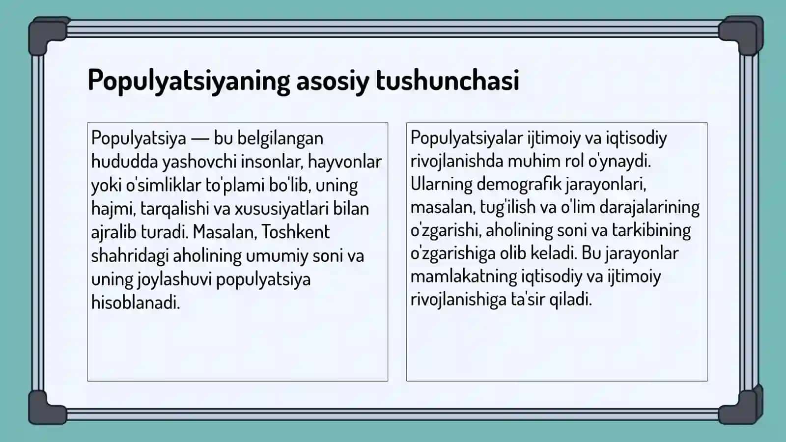 Populyatsiyaning umumiy tasnifi. Populyatsiyalarning asosiy xususiyatlari 3