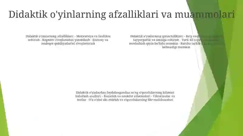 O'Qitishni Tashkil Qilishda Didaktik O'Yin Metodidan Foydalanish 3