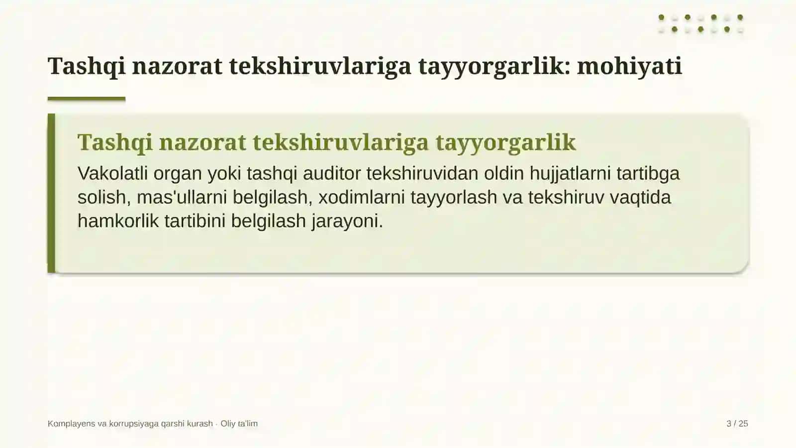Dam olish maskanlarida komplayens bo'yicha tashqi nazorat tekshiruvlariga tayyorgarlik 3