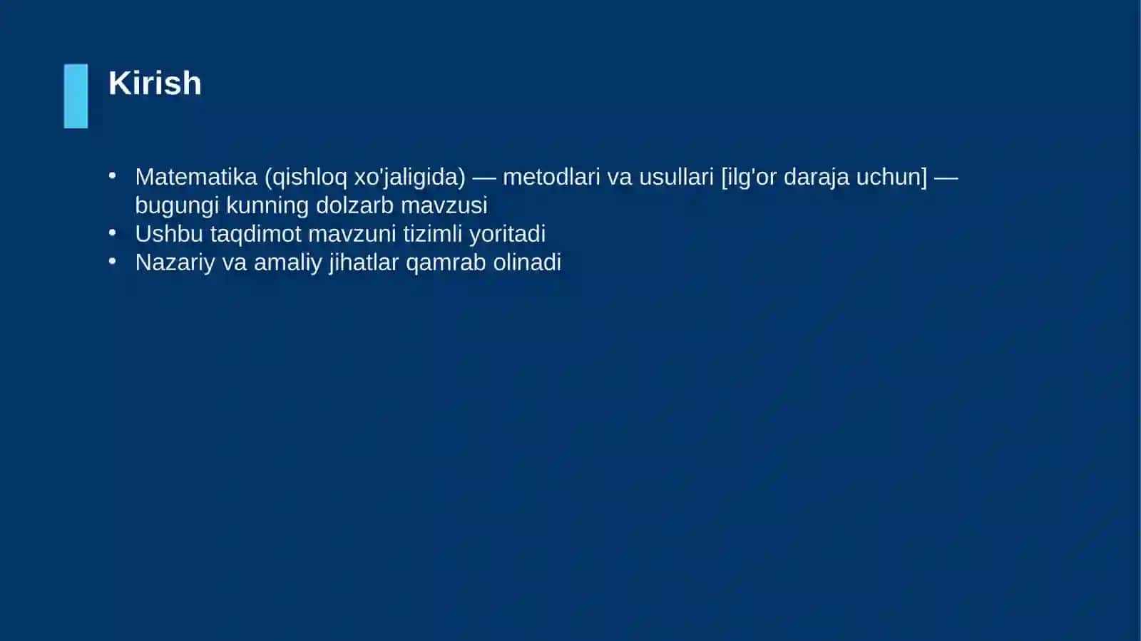 Matematika (qishloq xo'jaligida) — metodlari va usullari [ilg'or daraja uchun] 3