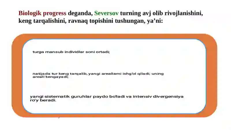 Biologik progressning turli yo'nalishlari o'rtasidagi o'zaro bog'liqligi 3
