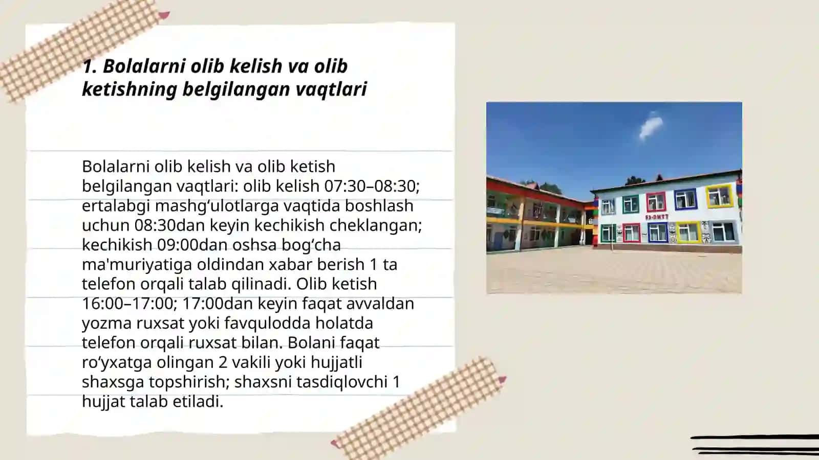Bolalarni olib kelish va olib ketish qoidalari 3