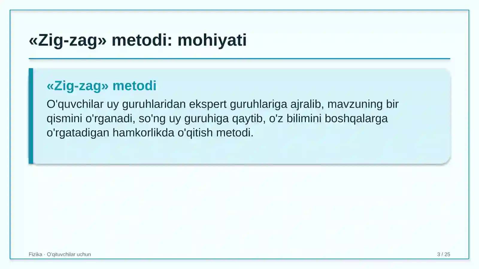 fizika darslarida zig zag metodidan foydalanish 2599 3