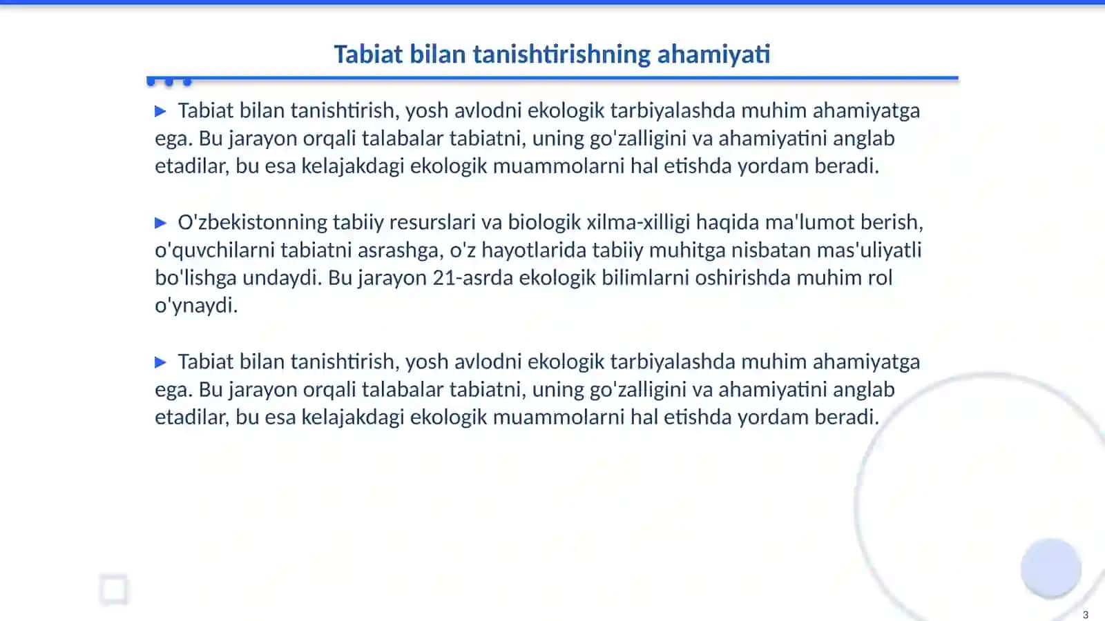 Tabiat bilan tanishtirish ishlariga raxbarlik qilish 3