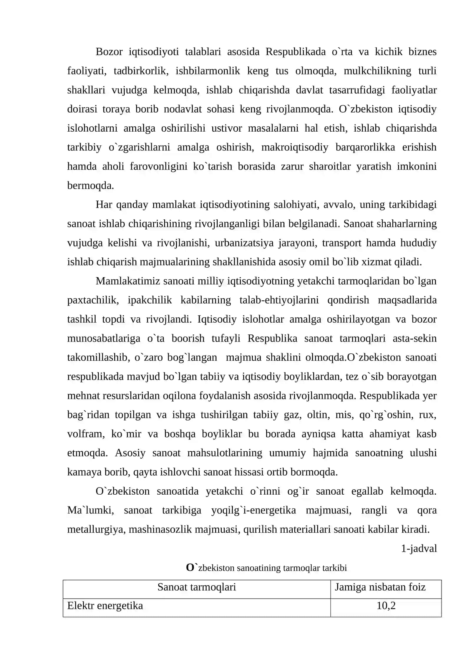 Sanoat va qishloq xo`jaligining iqtisodiyotda tutgan o`rni va ahamiyati 3