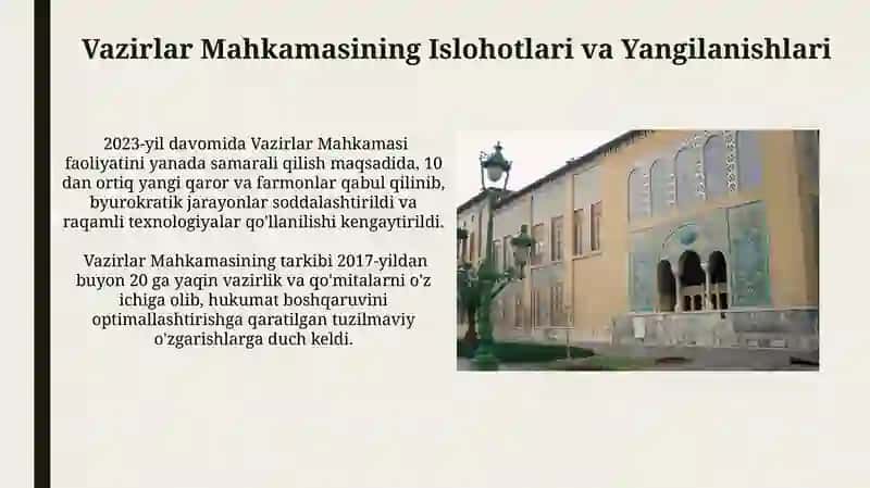 Vazirlar Mahkamasi Islohotlari va Yangilanishlari 3