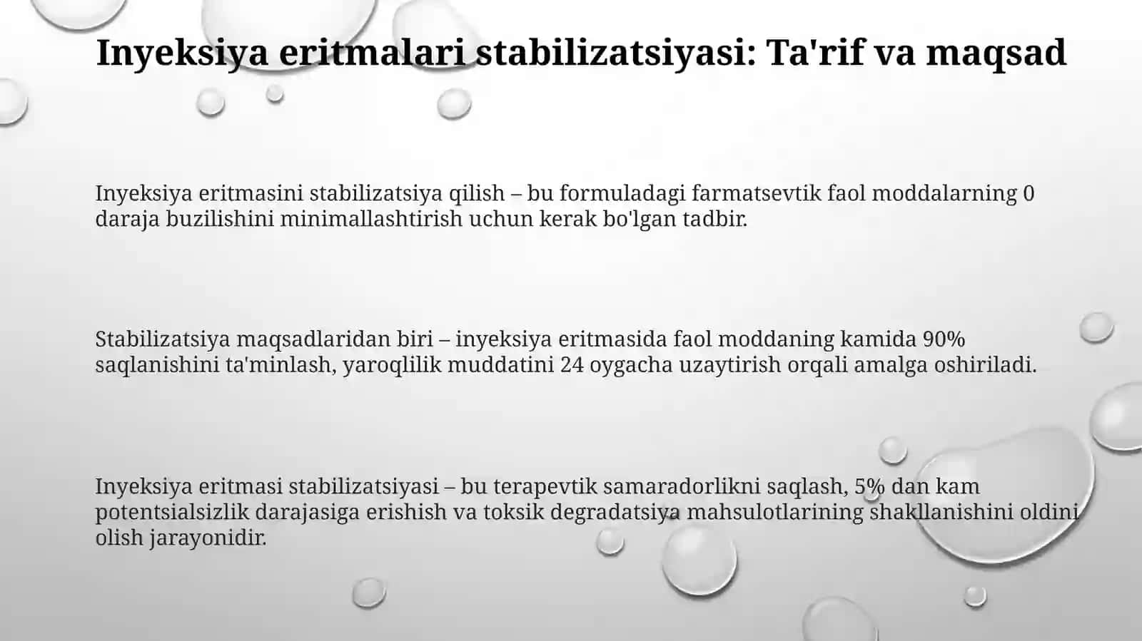 Inyeksion eritmalarni barqarorlashtirish usullari 3
